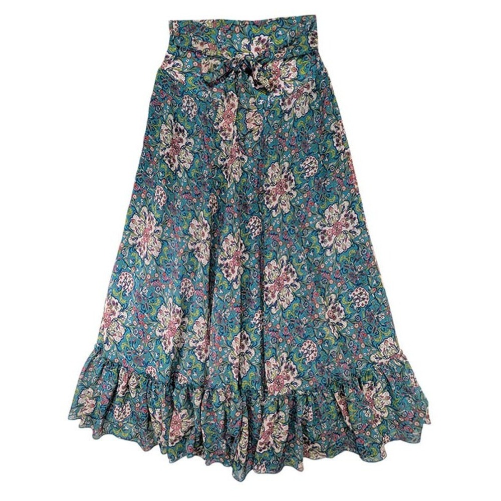 Bisou Bisou Maxi Skirt Womens L Floral Hippie Cottagecore Prairie Peasant Retro